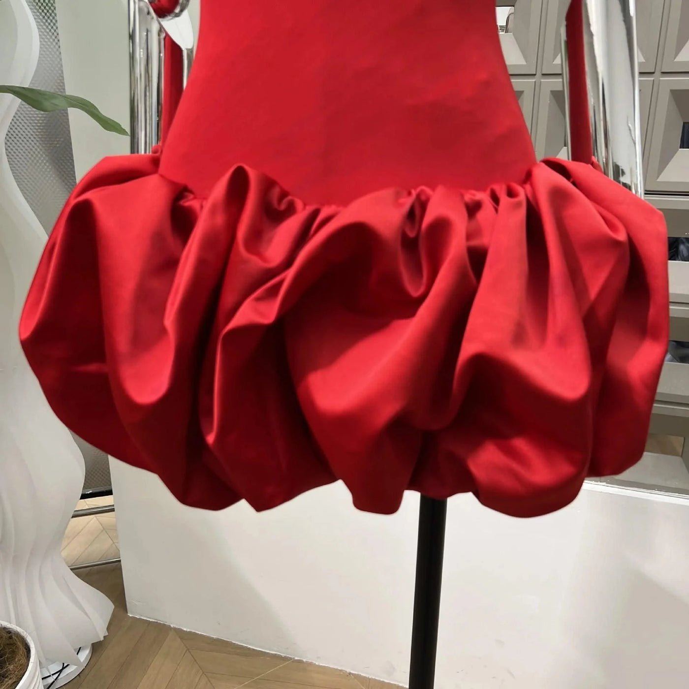 Women's Summer Dress Red Strapless High Waist Party Outfits Sexy Backless Evening Dresses Luxury Short Dress fashion prom gowns