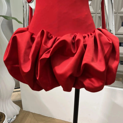 Women's Summer Dress Red Strapless High Waist Party Outfits Sexy Backless Evening Dresses Luxury Short Dress fashion prom gowns