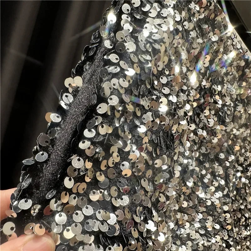 2025 New Summer Spring New Full Sequined Shiny Casual Shorts Heavy Zipper Nightclub Socialite Short Shorts Hot Pants for Women - Elanique