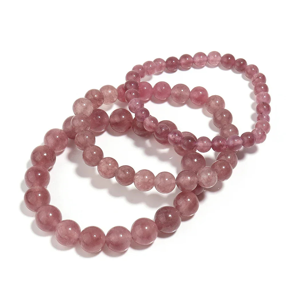 OAIITE Strawberry Crystal Quartz Bracelet Natural Stone Bead Bracelet Women Yoga Meditation Jewelry Beautiful Bracelet Gift