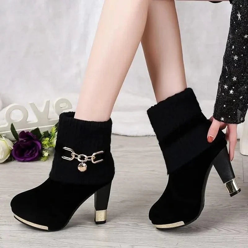 Women's Pointed Toe Ankle High Heel Platform Shoes | Pump Shoes| Boots for Women | Thick Heels | Ladies, Girls