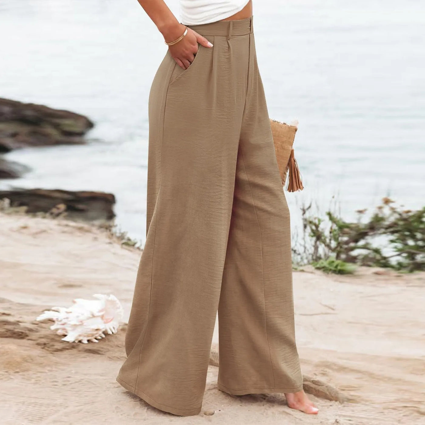 Women's Wide Leg Pants High Elastic Waisted In The Back Business Work Trousers Long Casual Pants Pants for Women Women’s Pants