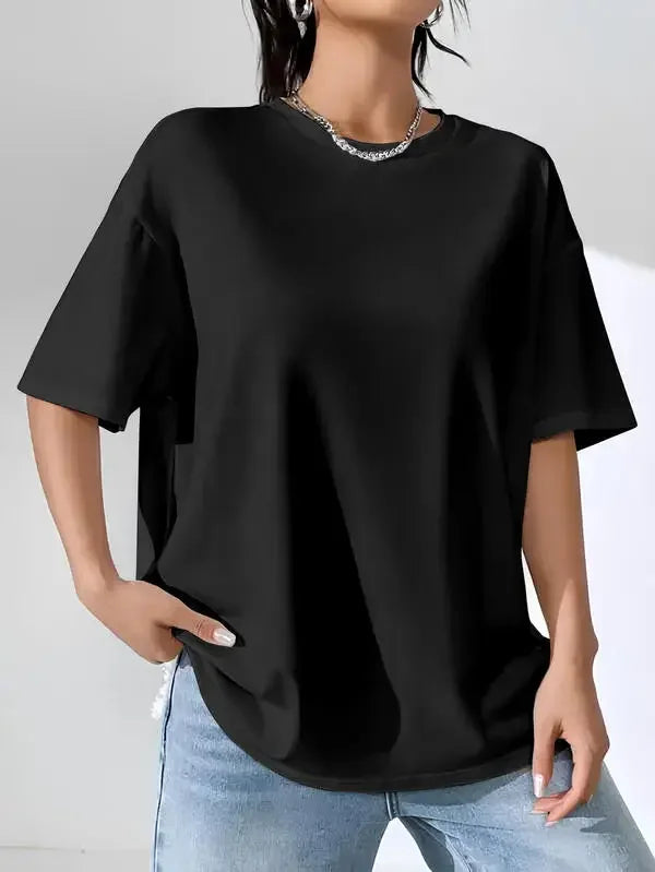 Oversized Summer T Shirts for Women Men White and Black Casual Female Korean Streetwear Tees Unisex Basic Solid Young Cool Tops