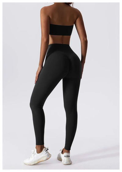 Women Strapless Bra Padded Top Stretchy Fitness Yoga Tops