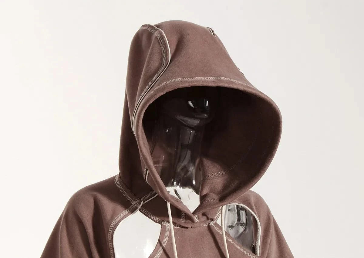 Women Hooded Sweatshirt Color Clashing Bright Line Short Top Ladies Fashion Layering Hoodie Long Sleeved tops New