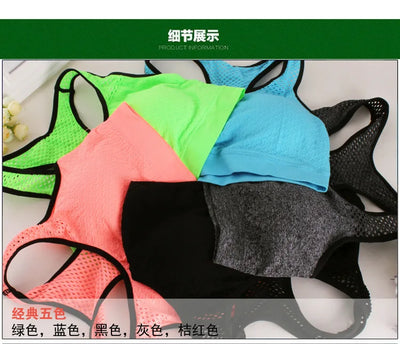 Breathable Women Active Bra Sports Bra Sexy Hollow Out Sports Top Push Up Gym Fitness Underwear Female Running Yoga Bra Tank Top