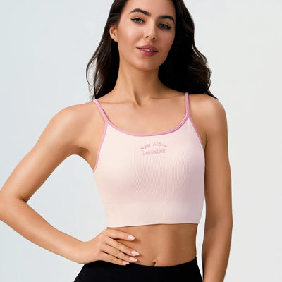 Women Breathable Sports Bra Fitness Tops Gym Crop Top Brassiere Push Up Camisole Sport Bras Gym Workout Top Letter Yoga Bra