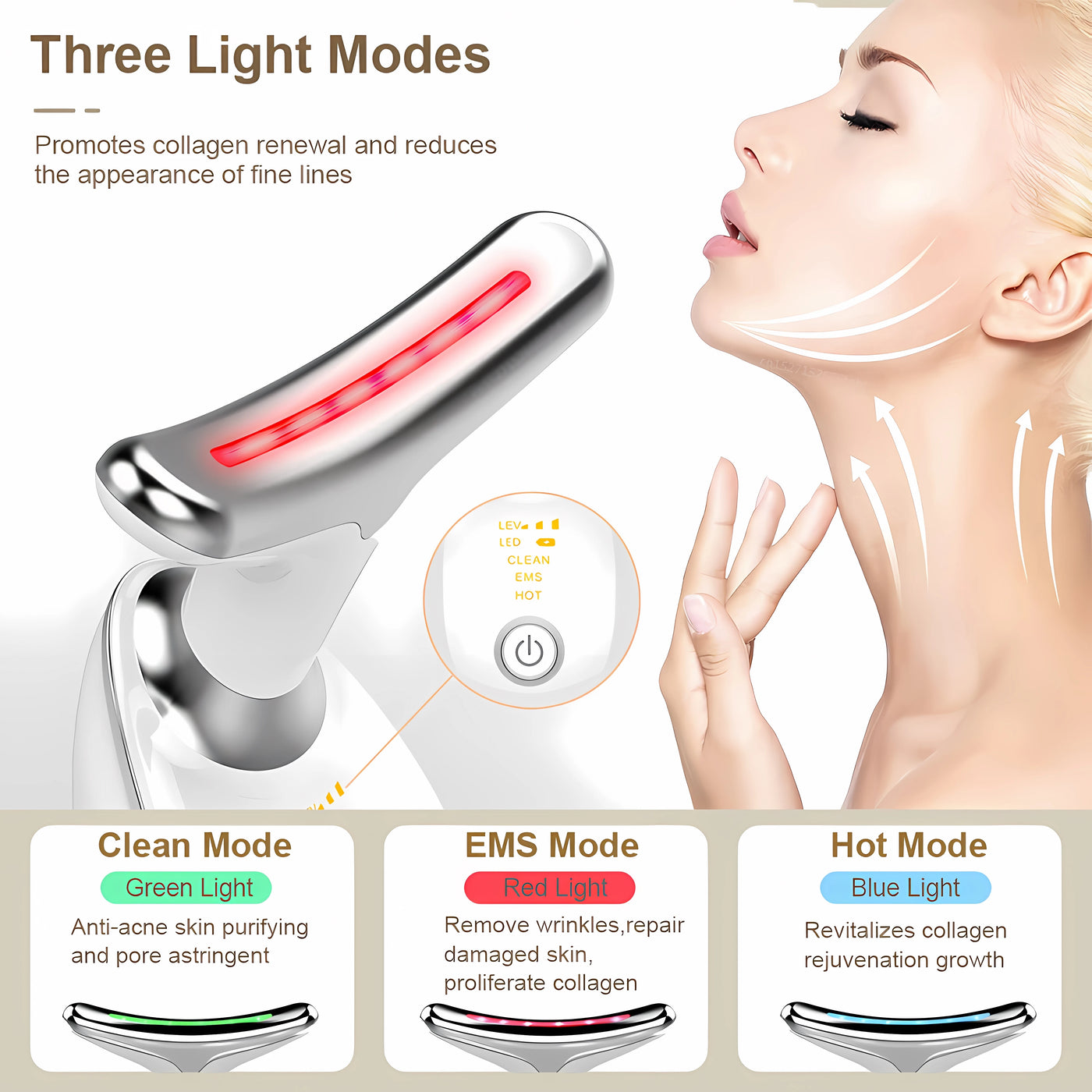 Neck Massager Multi-function to remove neck lines decree lines vibration hot beauty massager EMS electric neck instrument