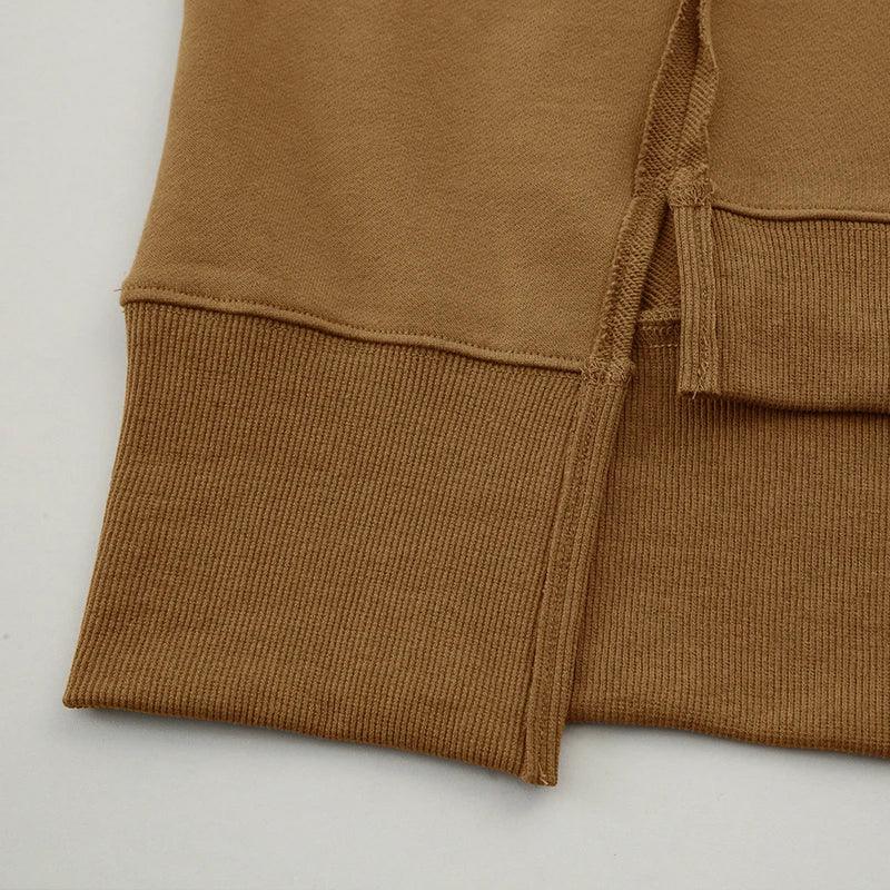 Oversized 100% Cotton Women Sweatshirts Long Sleeve Patchwork Open Side Streetwear Harajuku Pullovers Autumn Clothes For Women