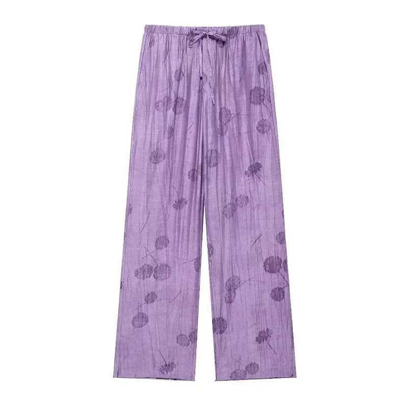 Women's Jacquard Oversized Shirt Trousers Short Sleeves Suit Lapel Shirt High Waist Elastic Straight Leg Pants Chic Female Set