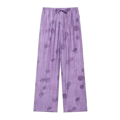 Women's Jacquard Oversized Shirt Trousers Short Sleeves Suit Lapel Shirt High Waist Elastic Straight Leg Pants Chic Female Set