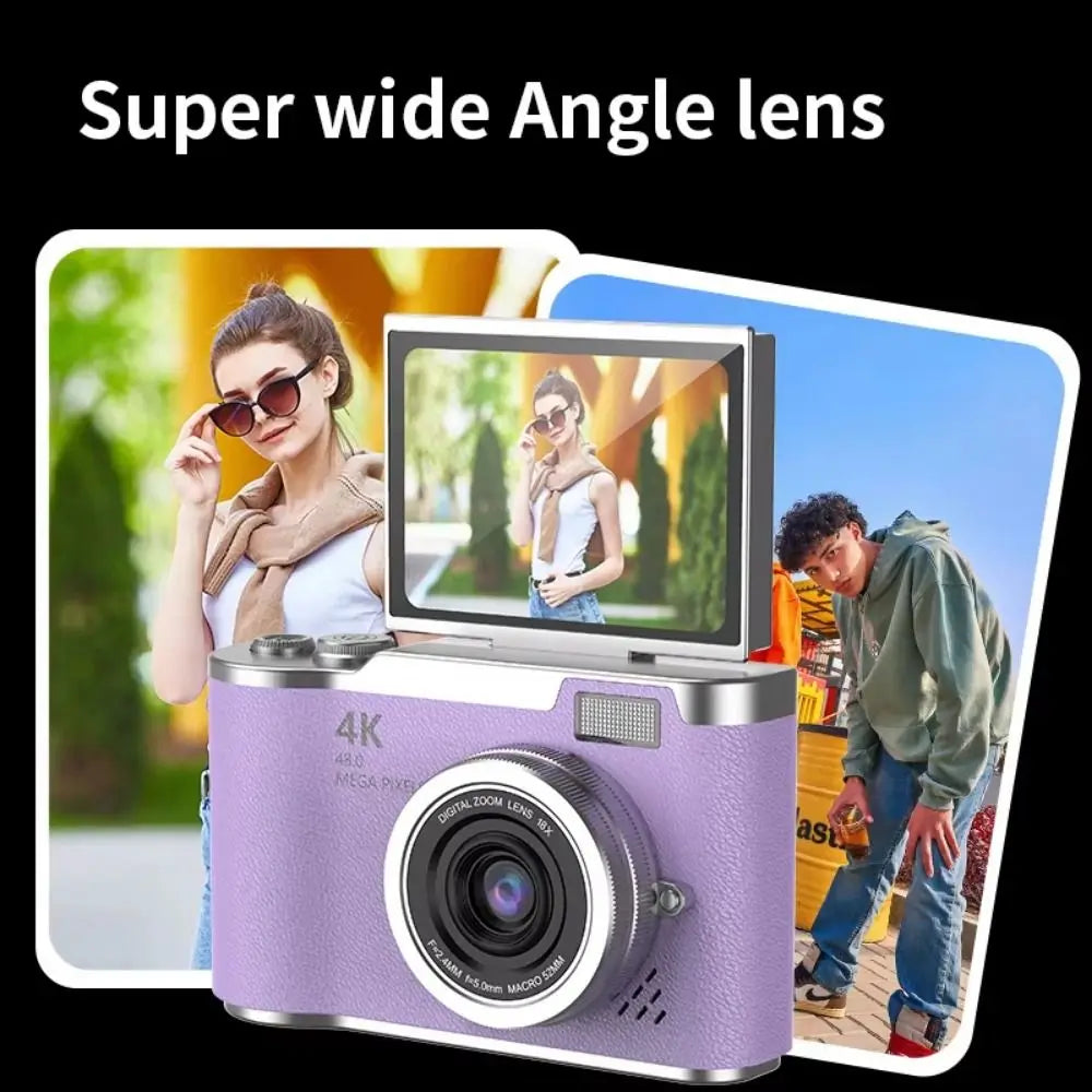 High-Definition HD Digital Camera 4K 48MP 8X Digital Zoom Video Camcorder CCD with Hanging Straps Flip Screen