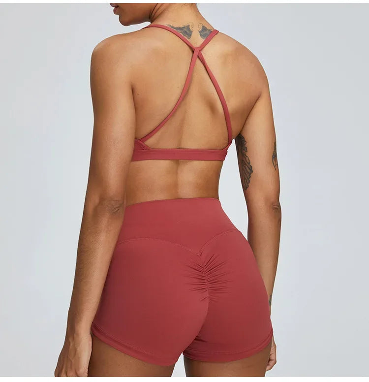 Sexy Scrunch Sports Bra Gym Top Women Running Back Cross Top Women Sportswear Yoga Underwear Fitness Workout Yoga ClothingWomen