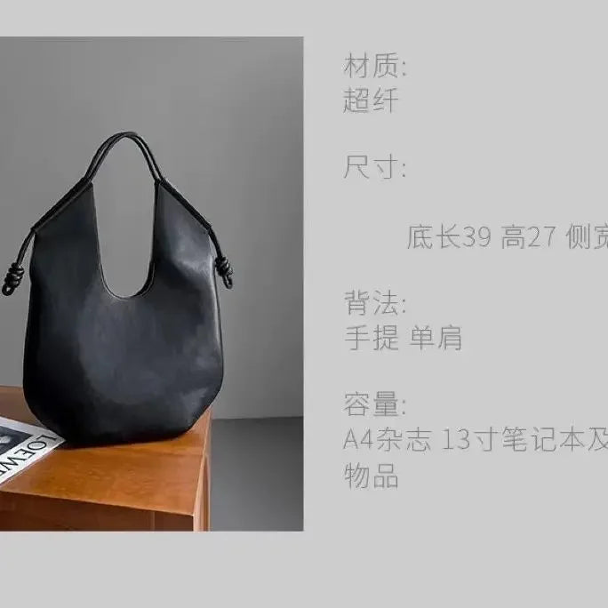 Womens Black Handbag Minimalist Casual Tote Bag Large-capacity Commuting Shoulder Armpit Large Handbags Designer Business Clutch