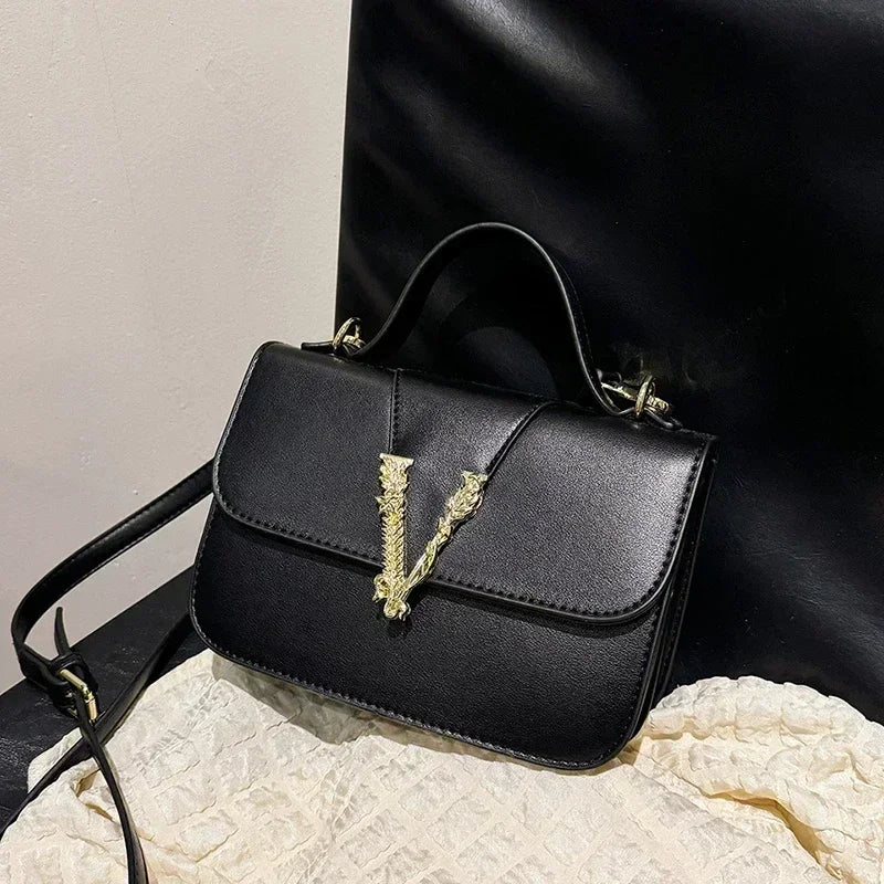 Designer 2025 Women's Luxury Solid Color Leather Handbag Fashion Crossbody Shoulder Purse Elegant Tote Handbag