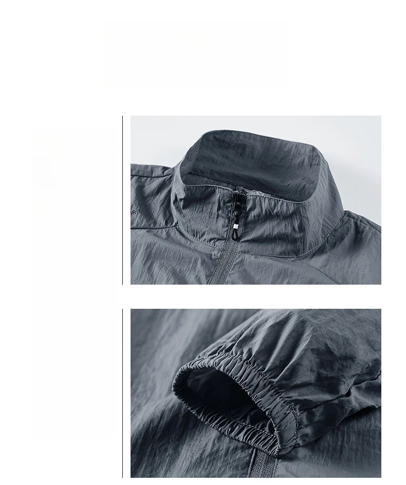 Summer Sunscreen Jacket Men's Casual Quick Dry Breathable UV Coat Outdoor Cycling Camping Fishing Lightweight Skin Windbreaker