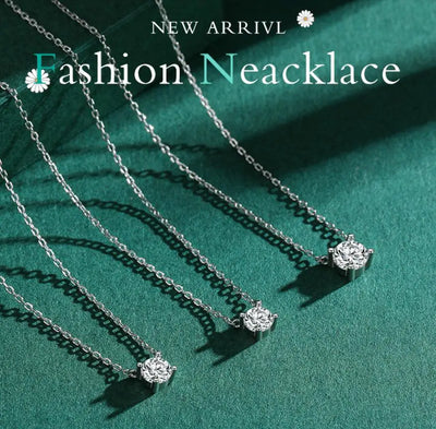 1CT 2CT 3CT Moissanite Pendant Necklace For Women Original 925 Silver Chains Solitaire Drop Necklaces Bridal Fine Jewelry