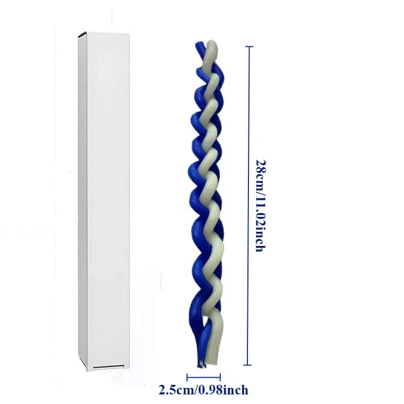 1PACK White and Blue Braided Candle Havdalah Candle Lighting Shabbat Candles Handcrafted Candles Judaica Gift