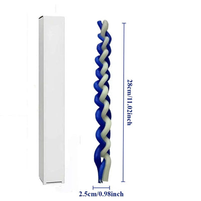 1PACK White and Blue Braided Candle Havdalah Candle Lighting Shabbat Candles Handcrafted Candles Judaica Gift