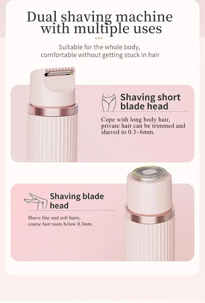 Women Epilator Dual Head Facial Electric Razor Body Shaver for Shaving Bikini Trimmer Area Leg Waterproof Female Hair Removal