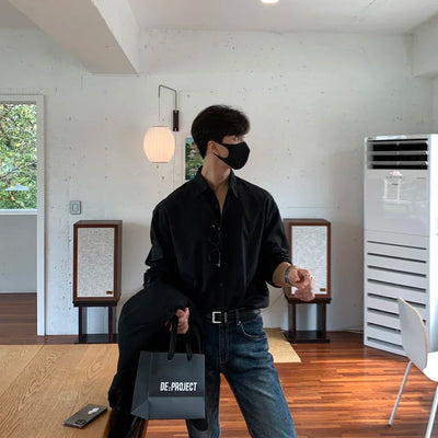 Oversized Casual Jacket Trendy Loose Shirt Men's Long-Sleeved Shirt Spring and Summer Brown TOP