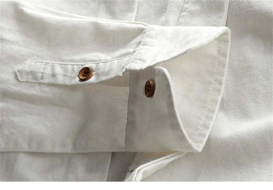 Plus Size 6XL 7XL Men's Casual Cotton Linen Shirt Formal Retro Long Sleeve Soft Loose Shirts Male Oversized Clothing Shirts Tops