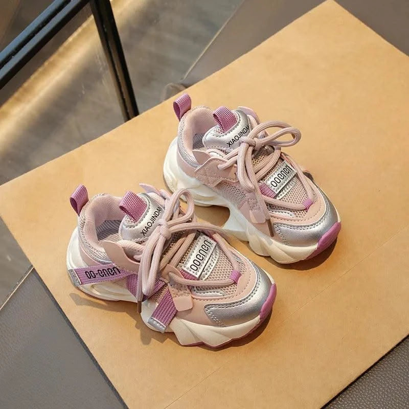 Children's Sports Shoes 2024 Spring and Autumn New Girls Fashion Casual Wear-Resistant Student Mesh Breathable Running Shoes