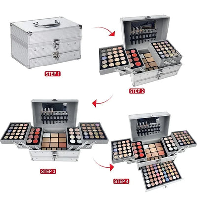 Makeup Set Box Eyeshadow Lip Blush Nail Polish Eyebrow Pencil Multi-functional Palette
