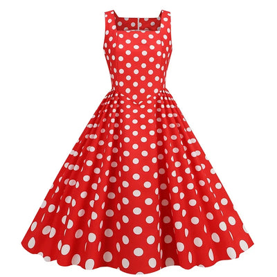 New Summer Party Dress Women 2024 Bohemian Point Dot Printed Dress Elegant Sexy Sleeveless Pleated Casual Beach Vestidos