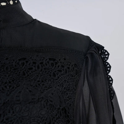 Luxury Long Dresses Women 2025 Spring Summer Embroidery Ruffle Lace Pearl Hollow Out Party Midi Dress Shirt Full Sleeve Vestidos