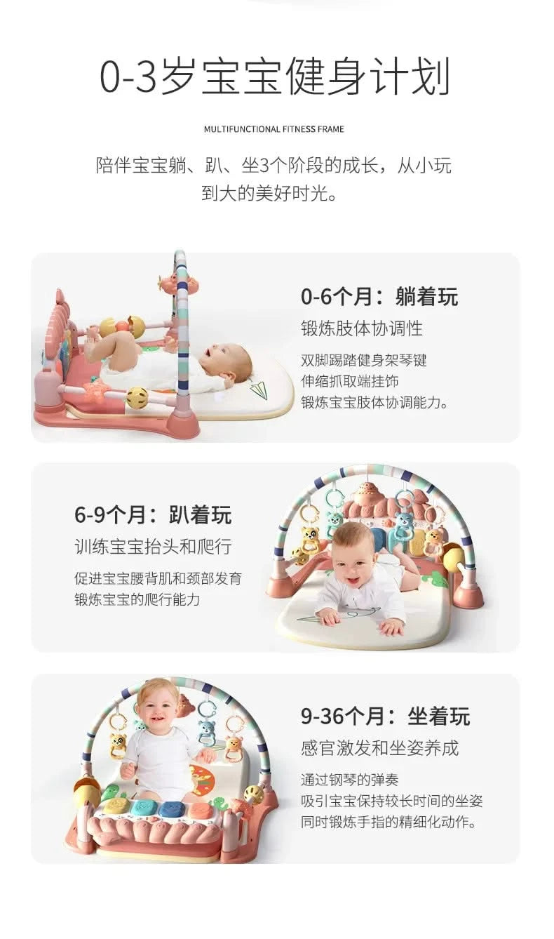 Baby Toys Musical Play Mats Piano Gym Newborn Toys Tummy Time Mat Baby Teether & Padded For Toddlers Early Learning Education