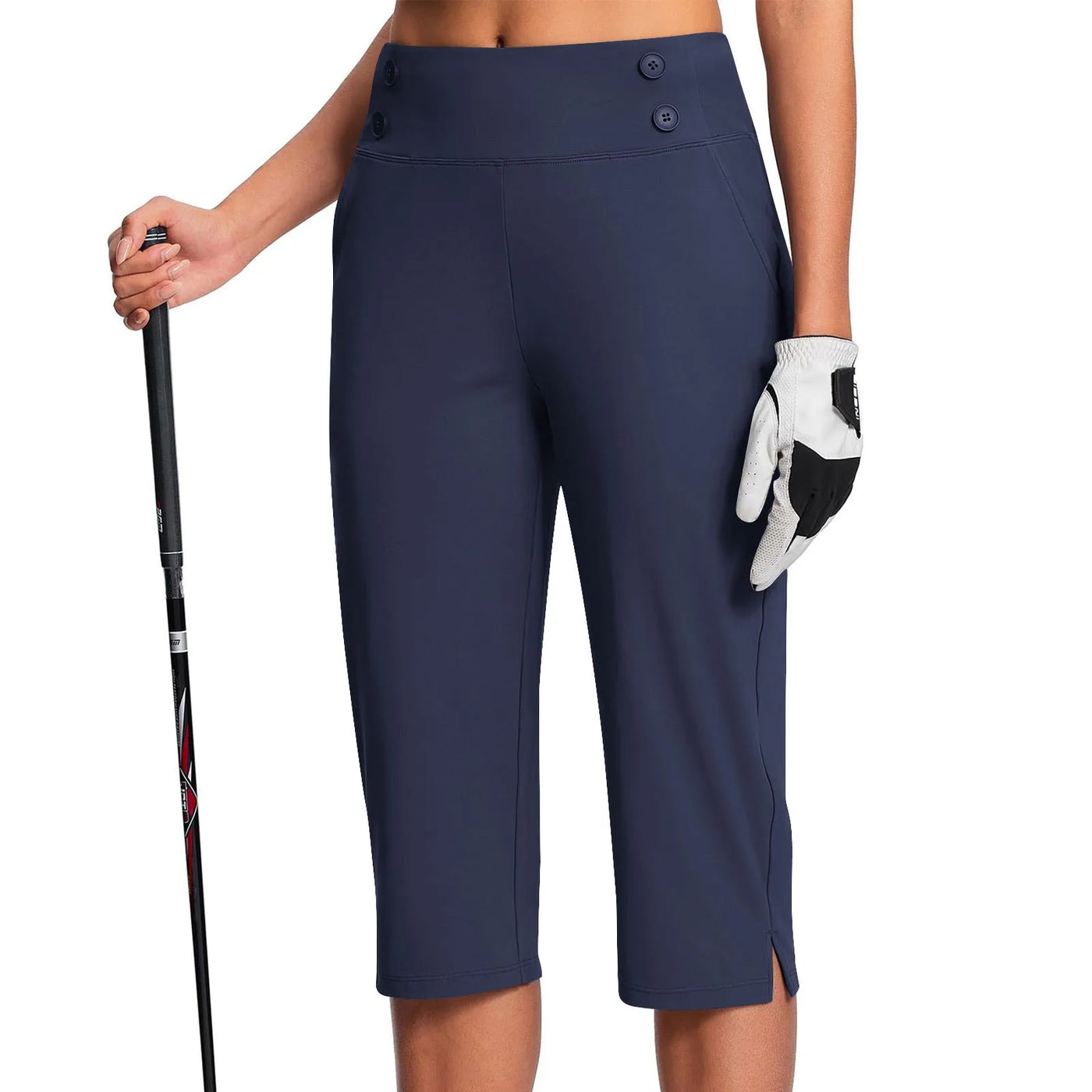 Women Elastic High Waist 3/4 Pant Casual Active Fit Wide Capris Leg Pants Trousers With Pockets Pants Woman брюки женские