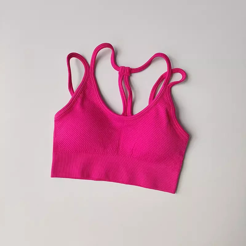 Women Breathable Sports Bra Shockproof Fitness Tops Gym Crop Top Brassiere Push Up Sport Bras Gym Workout Top Seamless Yoga Bra