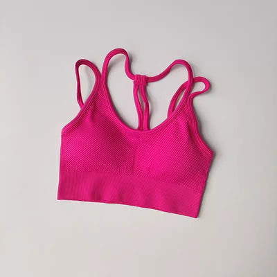 Women Breathable Sports Bra Shockproof Fitness Tops Gym Crop Top Brassiere Push Up Sport Bras Gym Workout Top Seamless Yoga Bra
