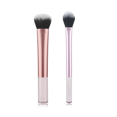 High-quality 2pcs/set Black Glossy Professional Makeup Brush Tool Kit Including Powder, Blush, Contouring, Eyeshadow, Highlighte