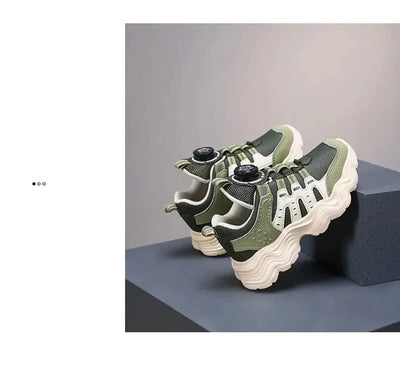 Children's Sports Shoes New Fashion Boys' Casual Sneakers Soft Soled Boys' and Girls' Rotating Buckle Anti Slip Running Shoes