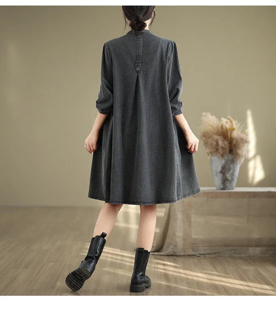 Denim Oversized Autumn Winter Long Sleeve Coat Women Ruffle Fashion Loose Pleated Ladies Jackets Retro Woman Jackets Coats