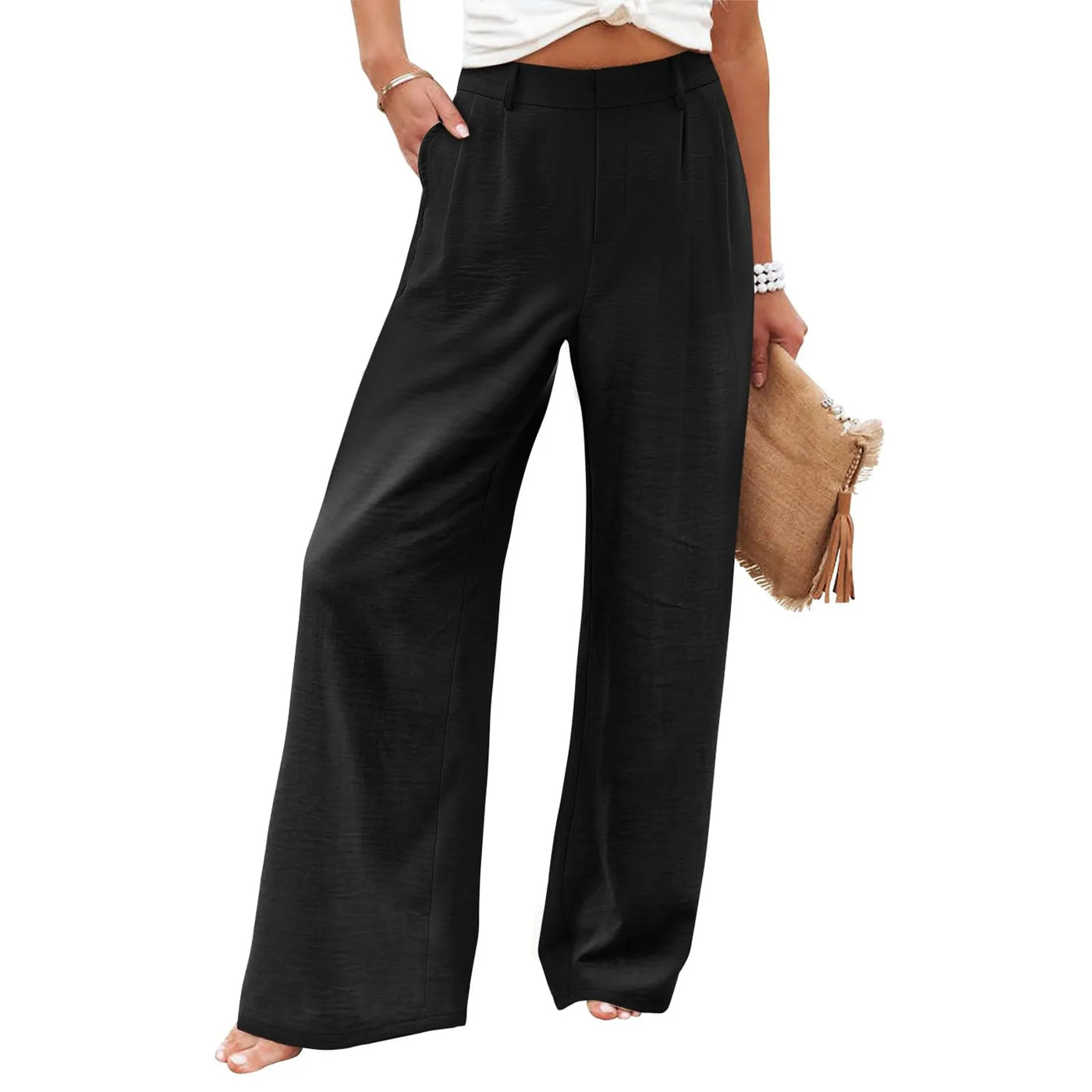 Women's Wide Leg Pants High Elastic Waisted In The Back Business Work Trousers Long Casual Pants Pants for Women Women’s Pants