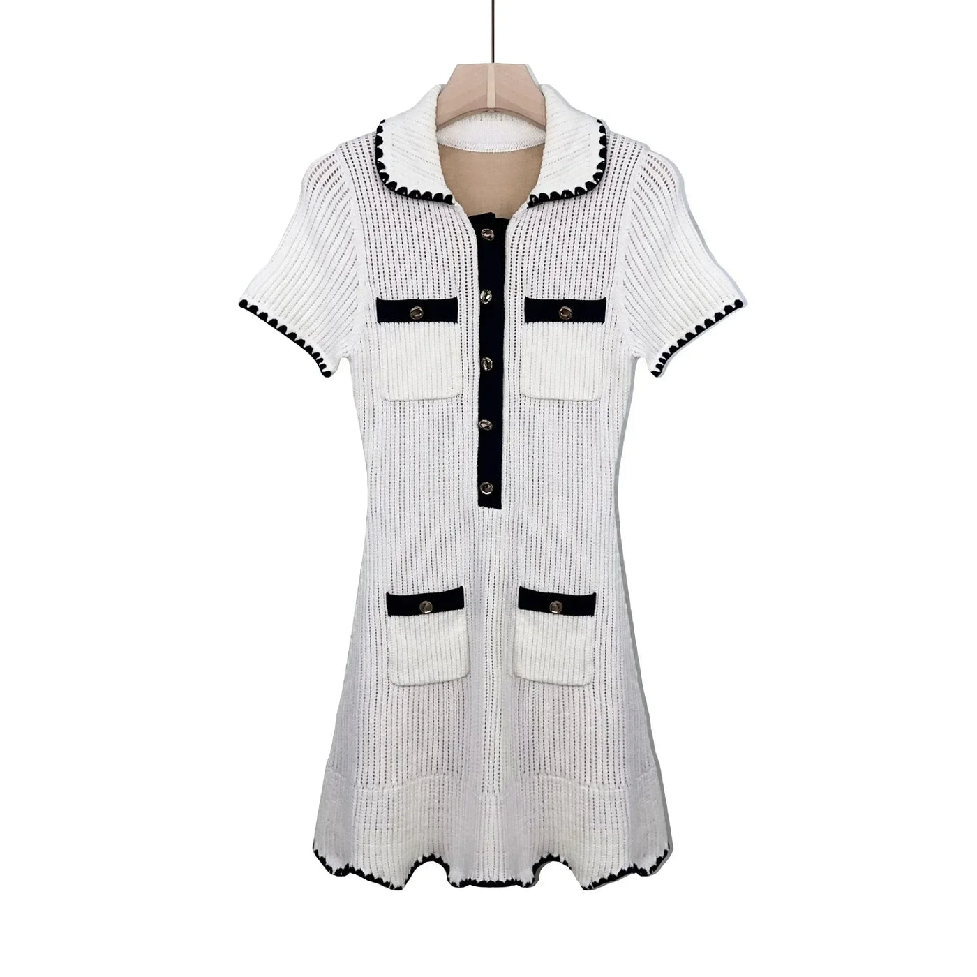 White Knitted Dress Women 2024 Summer New Style Elegant mini Dresses 5240114