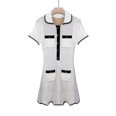 White Knitted Dress Women 2024 Summer New Style Elegant mini Dresses 5240114