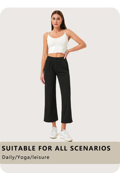 Women's Wide Leg Yoga Ninth Pants High Waisted Joggers Casual Sweatpants Pockets Sports Clothes Pilates Tracksuit Baggy Pants