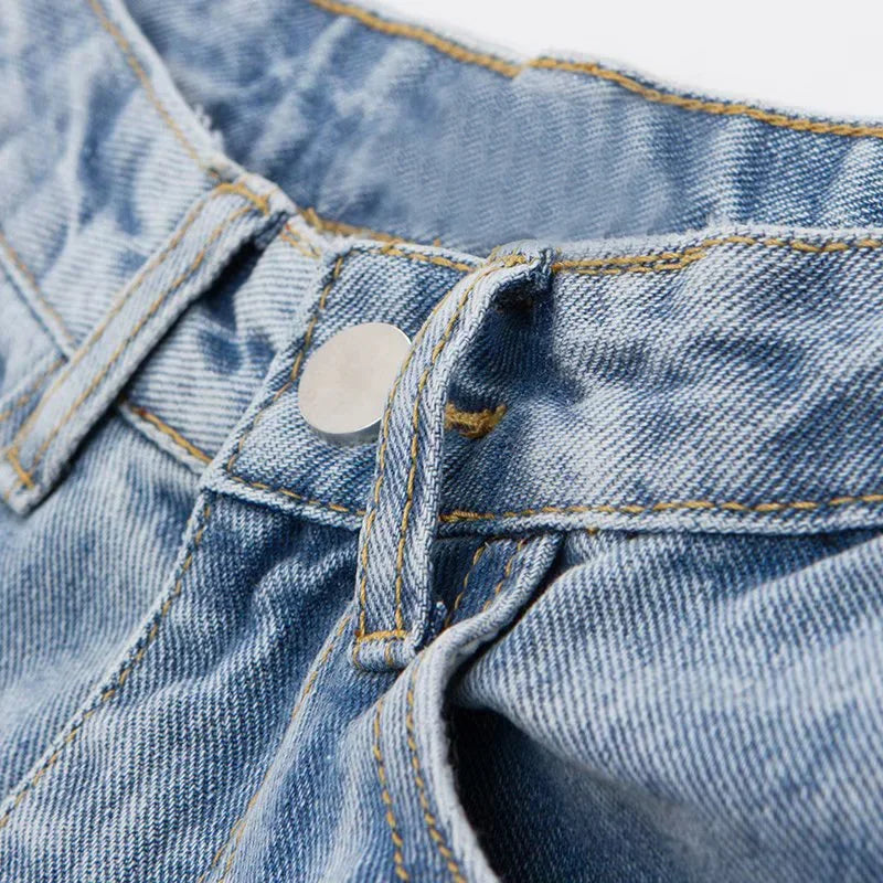 High-waist Plus-size Women Jeans Loose Small Person Straight Crotch Versatile Slimming Trousers Cotton Material