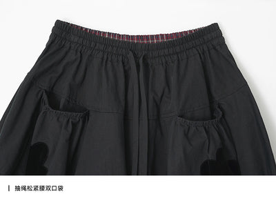 Woven applique wide-leg pants 2025 original early autumn style twill loose casual nine-inch pants for women255184