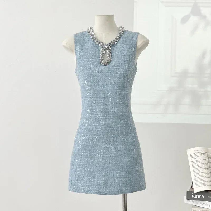 High Quality Luxury Small Fragrance Tweed Dresses For Women 2025 Sweet Short Summer Dress Party Vestidos Robes Roupas Feminina