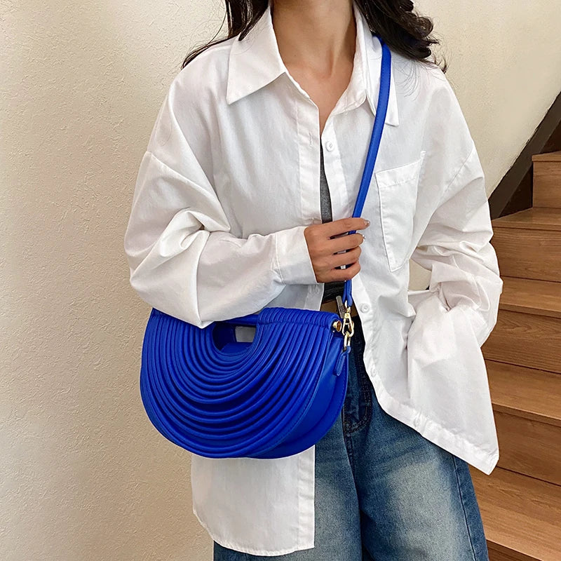 Handbags for Women 2025 New Gold Luxury Designer Brand Handwoven Noodle Bags Rope Knotted Pulled Half Moon Silver Evening Clutch