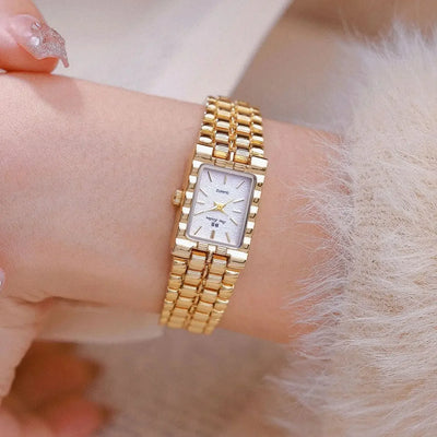 Luxury Ladies' Watch Retro Elegant Gold Silver Small Square Watch High Quality Watchchain Gift Watches For Women