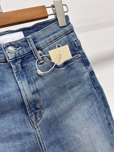 Women jeans High waisted light blue flare pants denim pants