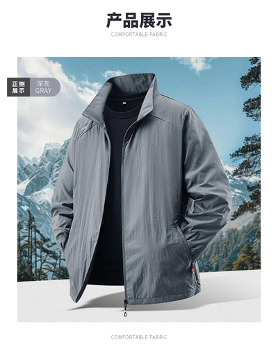 Summer Sunscreen Jacket Men's Casual Quick Dry Breathable UV Coat Outdoor Cycling Camping Fishing Lightweight Skin Windbreaker
