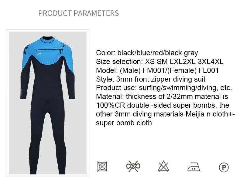 Wetsuits For Men Women Neoprene Surf Suit Wet Suit Chest Zip 3/2mm Full Body Dive Skins For Surfing Diving Snorkeling Kayaking