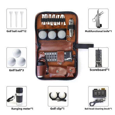 Golf tool kit, golf accessory kit, convenient to carry, multifunctional, large capacity storage leather bag